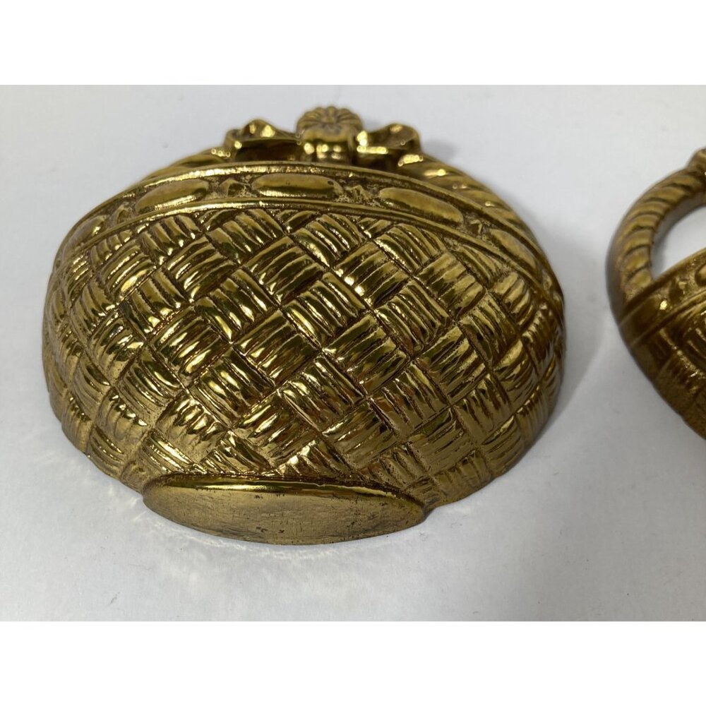 Pair of Vintage Burwood1988 Basket Wall‎ Pockets Gold 4 x 5" Plastic - Picture 4 of 6